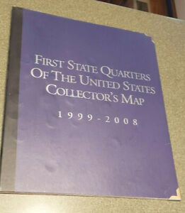 State Quarters Map 1999-2008 COMPLETED 50 Coins Album w/guide/cert. authenticity