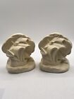 Rookwood Pottery Bookends #2695, XXVI, Cream Ivory Ships In Water Signed