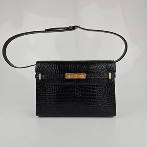 Saint Laurent Manhattan Box Medium Embossed Black Leather Bag New