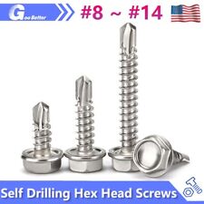 #8-#14 Stainless Steel 410 Hex Washer Head Self Drilling Sheet Metal Tek Screws