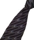 ARMANI COLLEZIONI Tie BLACK w/Grey Stripe 4”wide Cool Poly Knit Italy Exl’t Cond