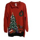Vintage Jantzen Embroidered Christmas Tree Cardigan Collar Sweater Medium Tunic-