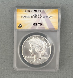 2021 Peace Silver $1 - MS 70 ANACS - 100th Anniversary ~ with COA & OGP