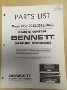 Bennett Parts Catalog Manual ~ Models 2052 2053 2062 2063 Gas Pumps Dispensers b
