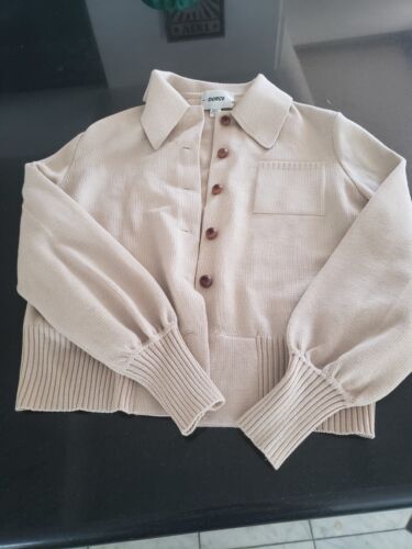 Dorce Vintage Wool Sweater Button-Up Beige Tan Size Medium Soft