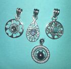 Sterling Silver Lot Of 4 Small Filigree Pendants With Stones Tree Of Life, Heart