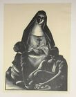 HOLY MOTHER / SISTER w CHILDREN -  1927 Woodcut Print By CLARE LEIGHTON