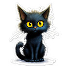 Cute Black Cat Kitten, Vinyl Decal Sticker, Indoor Outdoor, 3 Sizes, #11085
