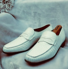 CLARENCE Executive Crocodile Leather White Penny Loafers unknowns Artisan Italy