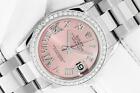 Rolex Midsize 31mm Steel and 18K White Gold Datejust Pink Diamond Roman Watch
