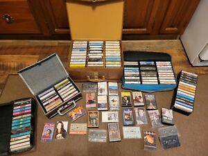 Large Lot of 100 Vintage Music Cassette Tapes With Cassette Carrying Case