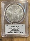 2021 American Silver Eagle Type 2 First Strike PCGS MS70, Magnum Opus, 424