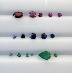 Petite Lot of Natural PRECIOUS Stones-RUBY SAPPHIRE EMERALD some chipped- 1.47ct
