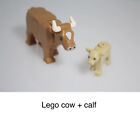 Lego Medium Nougat City Barn Farm Cow With Horns And Tan Baby Calf Animal
