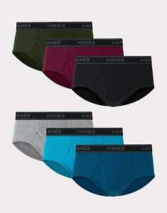 Hanes Men's 6-Pack Brief Underwear Mid Rise Tagless Wicking Comfort Flex Waist