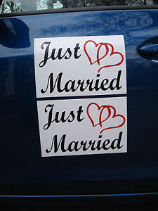 (2) JUST MARRIED CAR MAGNETIC SIGNS 8