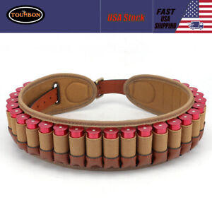 Tourbon 12GA Shotgun Cartridges Belt Ammo Shotshell Holder Adjust Canvas Leather