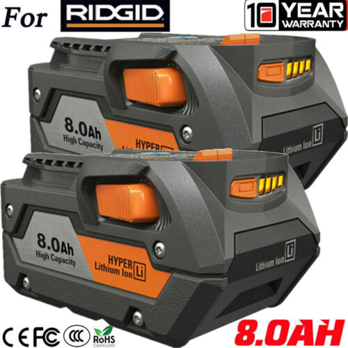 2PACK Genuine Battery for Ridgid R840085 8.0Ah Lithium Battery Rigid 18V R840087