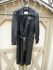 Vintage Black Leather Sea Dream Belted Trench Coat Full Length Duster Cape Back