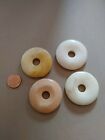 vintage unused old stock yellow stone donut beads no drill qty 4 sz 1 3/4