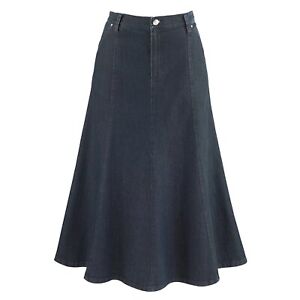 CATALOG CLASSICS Womens Long Denim Skirt Blue Jean Skirts for Women Midi Skirt
