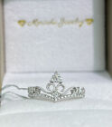 18k Solid White Gold Cute Crown Ring With Diamond Size 5.25 Was $2600