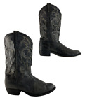 Men's Tony Lama Black Lizard Almond Toe Western Boots Size 10.5 EE *WIDE*
