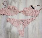 NWT Victoria's Secret Pink Applique Thong Sz L Unlined Demi Very Sexy Bra 36C