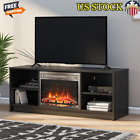 Fireplace TV Stand Entertainment Units W/ Realistic LED flames Living Room Oak