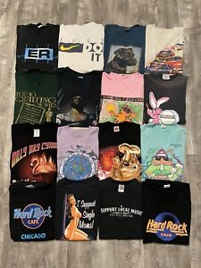 Vintage 80s 90s Y2K Graphic Shirt Lot M-2XL Wholesale Cartoon Movie TV Nature