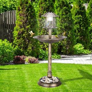 Freestanding Pedestal Bird Bath Feeder Outdoor Garden Yard Weather Resistant