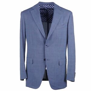Zilli Regular-Fit Slate Blue Check Lightweight Wool Suit 40R (Eu 50) NWT