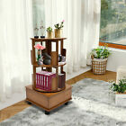 360° Free Rotating Sofa Side Tables Mobile End Table with 2 Tier Storage Shelves