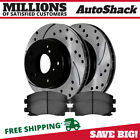 Front Drilled Slotted Brake Rotors Black & Pads for 2009-2014 Acura TL 3.5L 3.7L (For: 2009 Acura TL Base 3.5L)