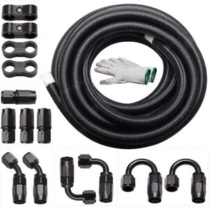 8AN Fuel Line Kit Ptfe Nylon Braided Fuel Hose Fittings and Hose Separator Clamp
