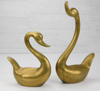 Vintage Extra Large Brass Swan Pair 20
