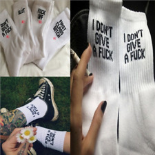 Men Women Fuck-off Print Funny Skateboard Socks Fashion Casual Sport White Black