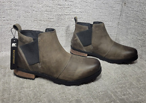 Sorel Emelie Women's Size US 9 Gray Leather Waterproof Ankle Chelsea Boots.