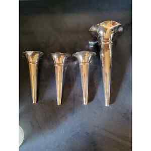 Unmarked Metal Epergne Horn Vases - 4