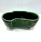 Vintage Hull Pottery Ceramic Green Footed Planter USA 402 Pickle Kidney Shape