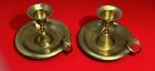 2 Brass Candlesticks Set Chamber Holder with Round Drip tray Loop Handle 3