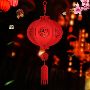 Happy New Year Chinese Red Lucky Lantern Hanging Spring Festival Home Decor Braw