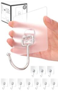 Damage-Free Adhesive Hooks 10-Pack 37 LBS Max Removable Wall Hooks for Hanging