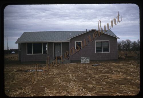 Lubbock Texas House For Sale Builder Sign 35mm Slide 1950s Red Border Kodachrome