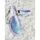 Cat & Jack Girls Iridescent Slip-On Sneakers Textile With Sequins, Size: 5 NWT
