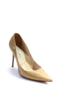 Jimmy Choo Womens Patent Leather Pointed Toe High Heels Pumps Beige Size 37 7