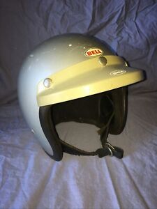 Vintage Silver BELL Super Magnum Helmet 7 1/4 With Comp Shield 1970’s