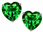 2 ct. Genuine Emerald Heart Stud Earrings in Solid Sterling Silver
