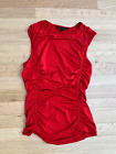 Donna Karan signature vintage red silk ruched sleeveless top tank 2 XS S
