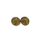 Vintage MCJ Rhinestone Half Ball Gold Signed Clip On Earrings Sparkly Dressy
